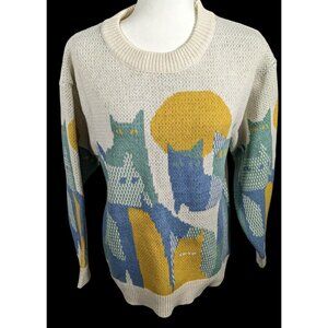 Kclot Streetwear Retro Cat Sweater Size Medium